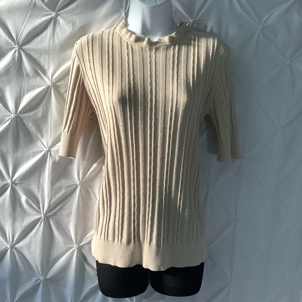 Vero Moda - Vita 2/4 Sleeves Pointelle Sweater - Size M - Picture 3 of 9